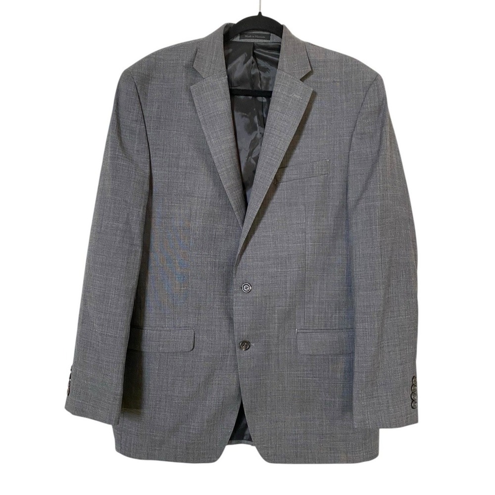 CHAPS Mens Gray Blazer Sportscoat Wool Blend Size 42L Career Business